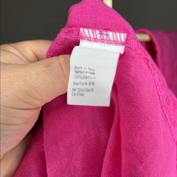 Rosemarine Made In Italy Linen Pink Button-Up Top - Picture 4 of 4